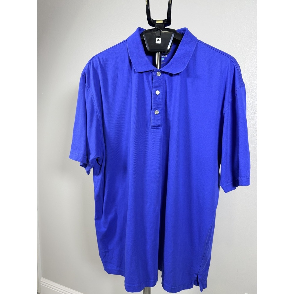 Pro Tour Polo Shirt Mens 2XL Blue Performance Cool Play Short Sleeve Side Slit